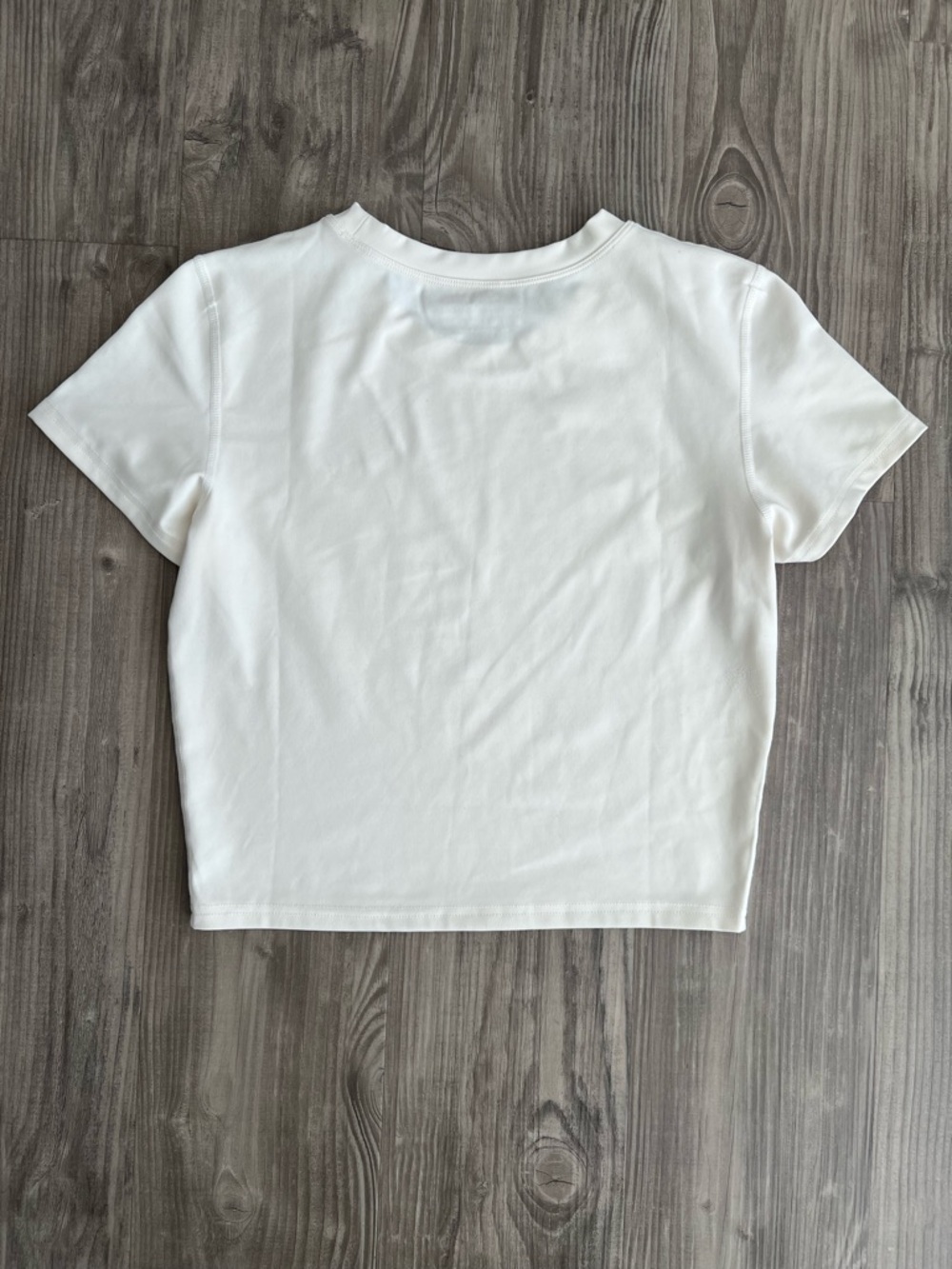437 Short Sleeve Cream Fitted Crop Tee - Picture 4 of 4